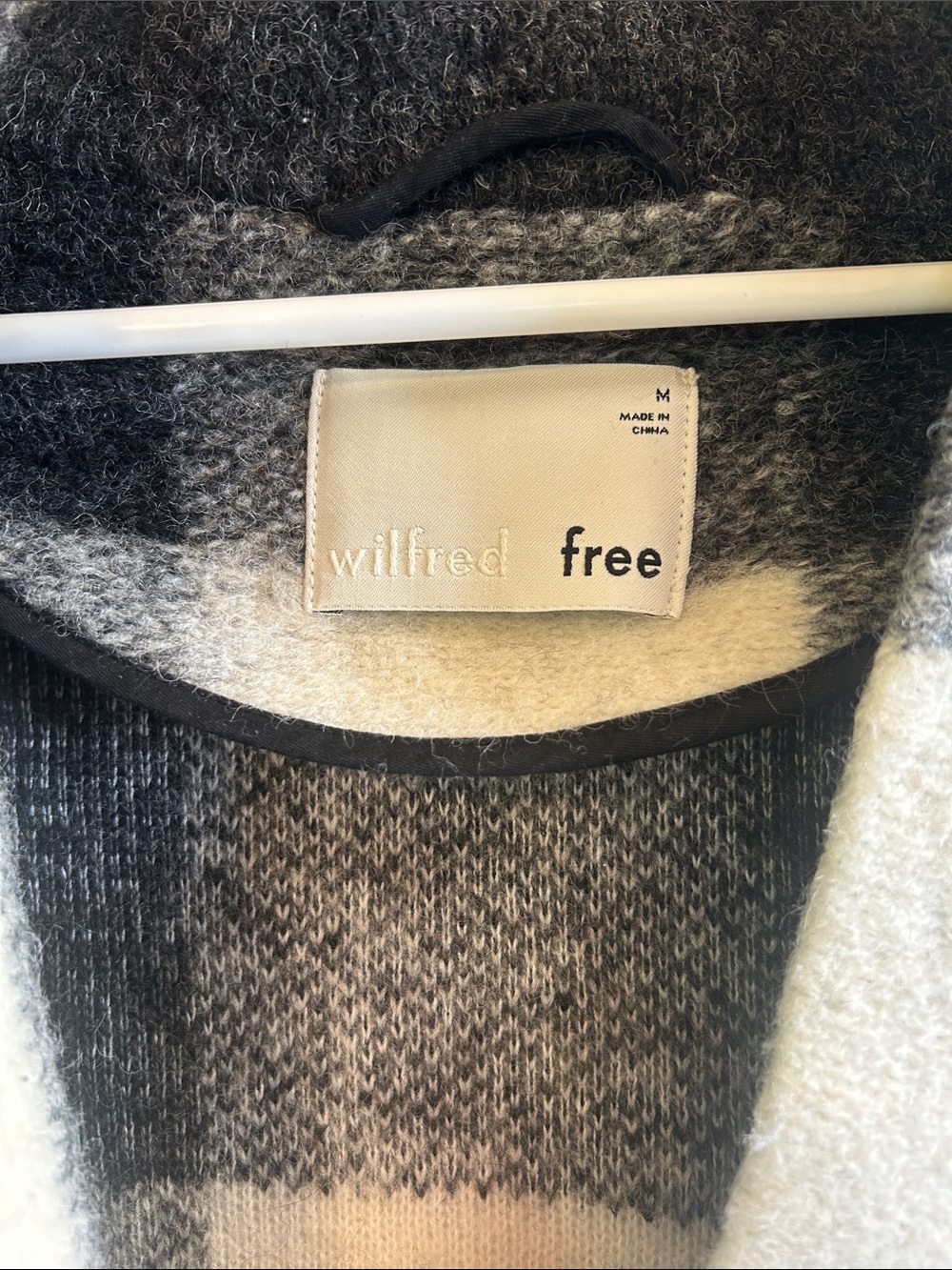 WILFRED FREE Off Duty Black and Cream Checked Wool Coat - Picture 4 of 11
